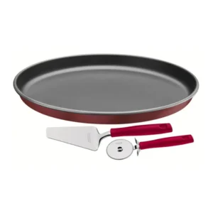 JUEGO PARA PIZZA 3 ROJO (MOLDE, CORTADOR Y PALA)