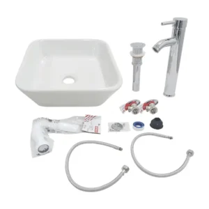 LAVABO TUCSON BLANCO + MONOMANDO+KIT DE INSTALACI