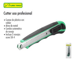 Cutter Profesional LION TOOLS – Hoja Retráctil y Repuesto Incluido (Clave 0415)