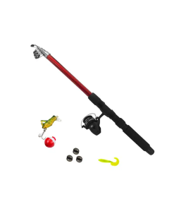 CAÑA DE PESCA TELESCOPICA C/CARRETE Y ACCE. 1.80M