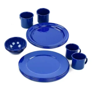 VAJILLA DE PELTRE 16 PZAS AZUL IMPERIAL RUSTIK