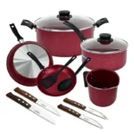 BATERIA P/COCINA 13 PZAS TURIM GRANITO ROJA