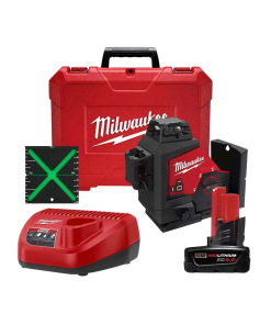 NIVEL LASER VERDE DE 3 PLANOS 360 C/KIT