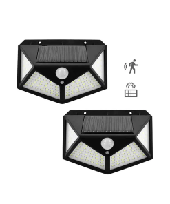 LAMPARA D PARED LED 3W SOLAR C/SENSOR MOV 2PZAS