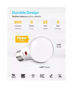 Sunco Lighting A19 Foco LED, Luz del día (6000K), 9W (equivalente 60W), Iluminación Exterior con Fotocélula