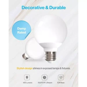 Sunco Lighting G25 Globo, Foco LED, 6W (equivalente 40W), Luz del día (6000K)