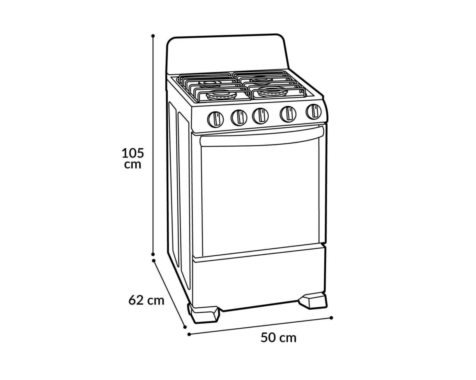 Estufa mabe de piso 20 pulgadas con 4 quemadores de gas em5040baib0 pm 6251913 - Image 2