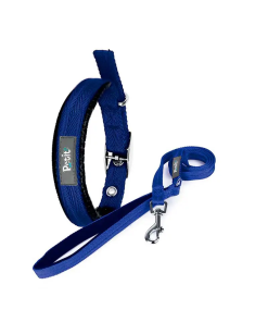 COLLAR CON CORREA CHEVRON M 20KG AZUL P/PERRO