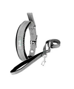 COLLAR CON CORREA CHEVRON M 20KG GRIS P/PERRO
