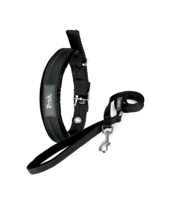 COLLAR CON CORREA CHEVRON M 20KG NEGRO P/PERRO