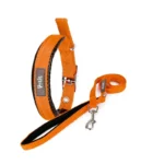 COLLAR CON CORREA CHEVRON GDE 30KG NARANJA P/PERRO