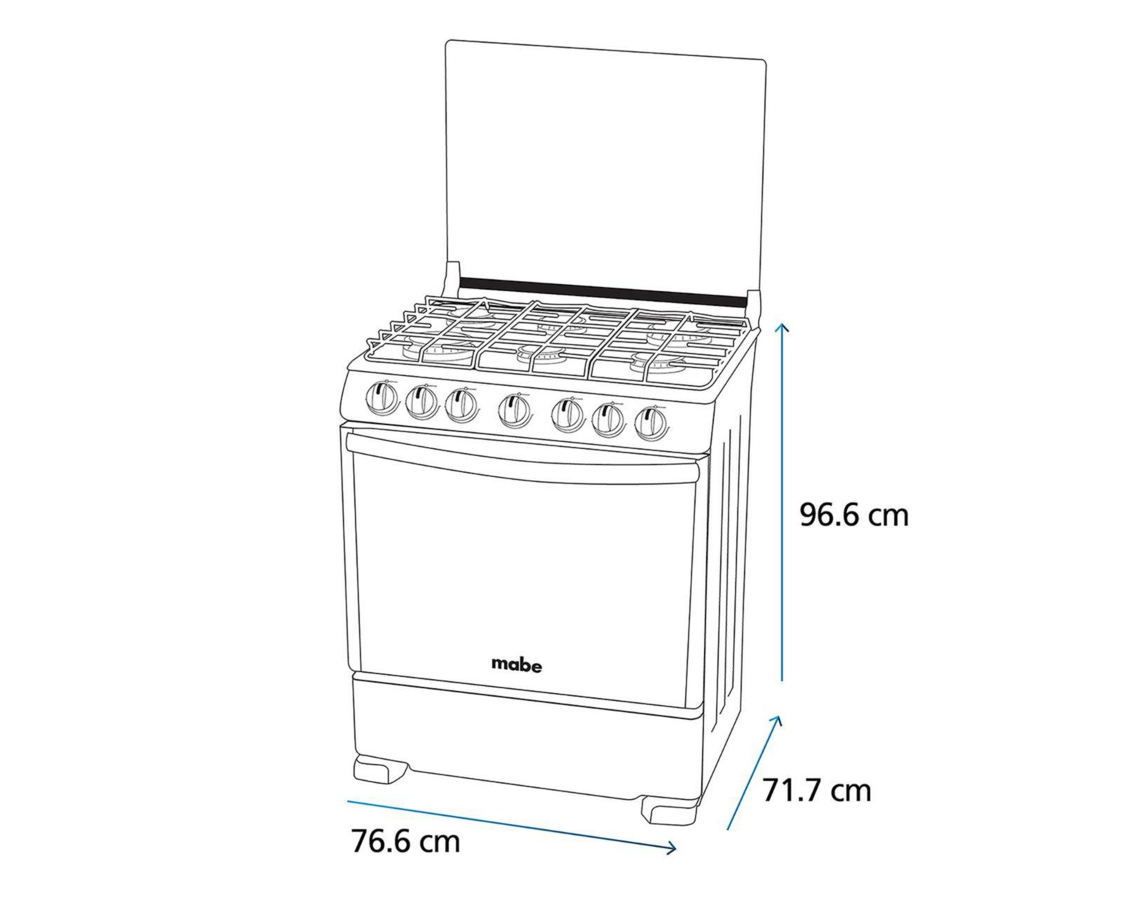 Estufa mabe de piso 30 pulgadas con 6 quemadores de gas em7660cfix1 pm 6542053 - Image 2