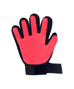 GUANTE C/MALLA P/CEPILLADO Y BAÑO ROJO P/MASCOTA