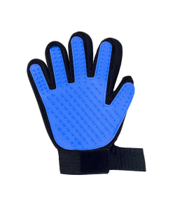 GUANTE C/MALLA P/CEPILLADO Y BAÑO AZUL P/MASCOTA