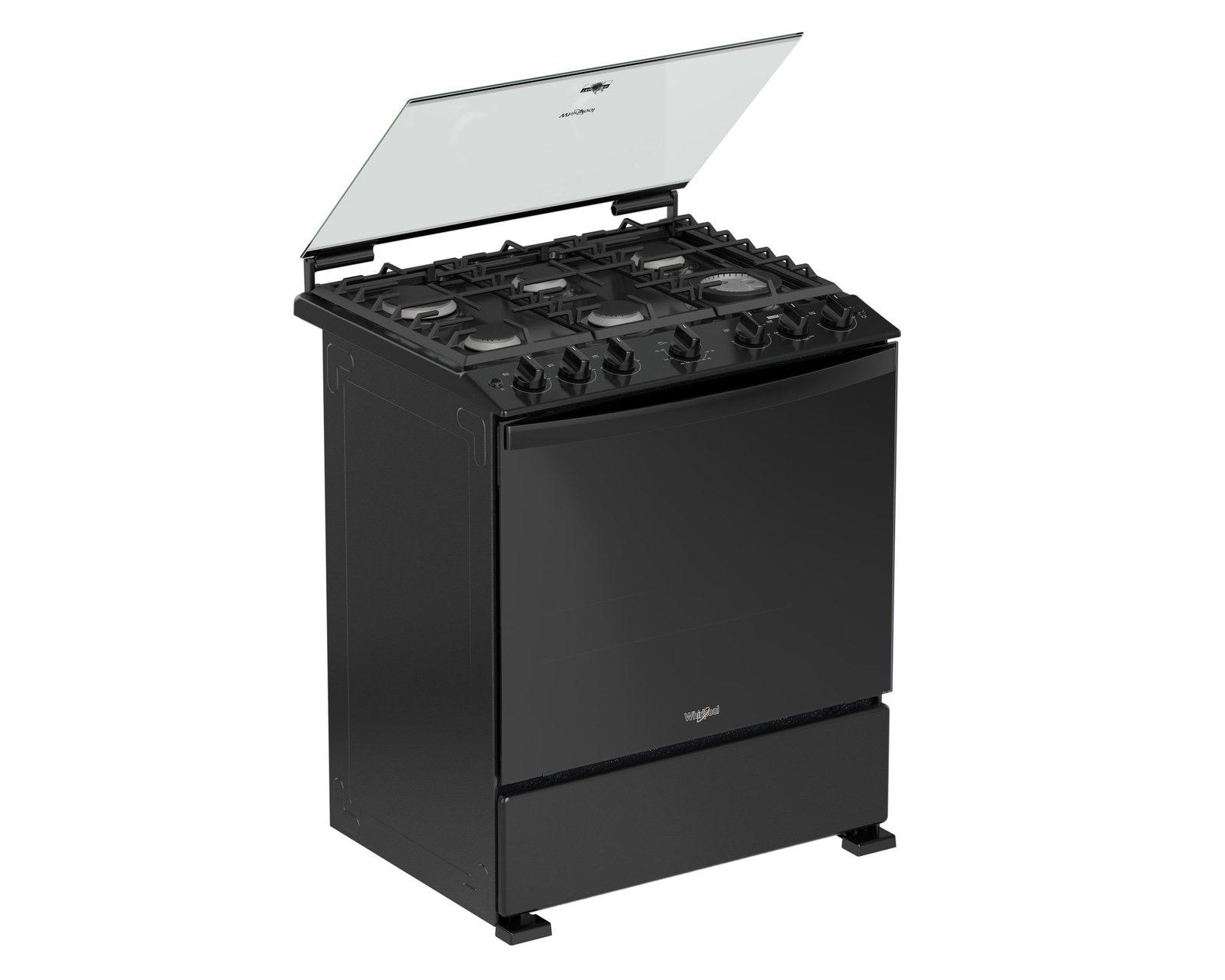 Estufa whirlpool de piso 30 pulgadas con 6 quemadores de gas lp wfr7000b negro pm 6647233