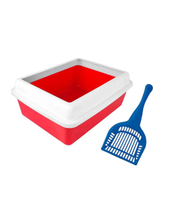 ARENERO P/GATO ROJO+CUCHARA P/ARENERO AZUL AKSI