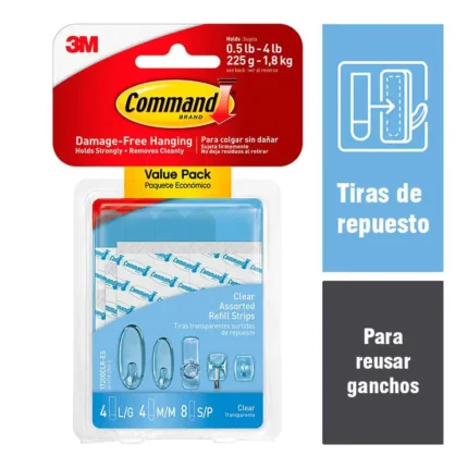 TIRAS REMOVIBLES TRANSPARENTES P/ GANCHO 17200CLR