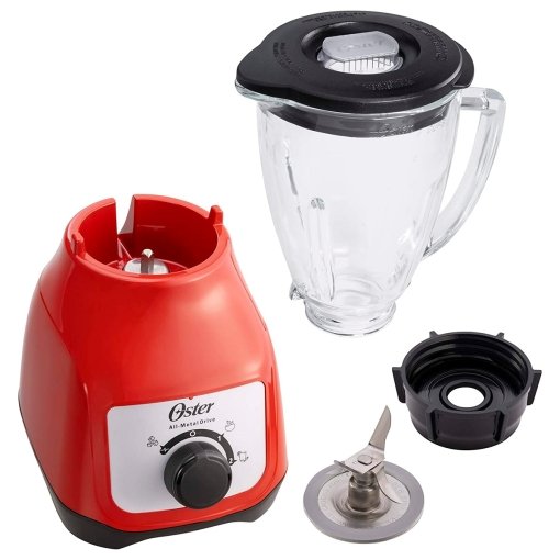 Licuadora oster color rojo 2 velocidades con perilla y vaso de vidrio mkp 73891198 - Image 2