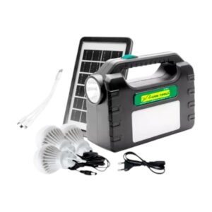Sistema de Iluminación Solar Lion Tools   2702 con 3 Focos LED de 9W y Puertos USB para Uso en Interiores - Estructura   Blanca