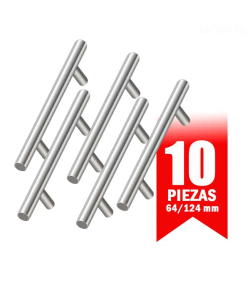 JALADERA BARRA HUECA D/ACERO 6.4 CM NIQ SAT 10PZ