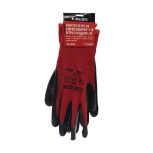 GUANTES NYLON NITRILO LISO ROJO/NGO CHICO BELLOTA
