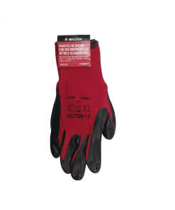 GUANTES NYLON NITRILO LISO ROJO/NGO GDE BELLOTA