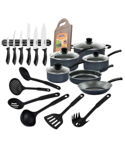 BATERIA P/COCINA 10 PZAS + JGO CUCH/JGO UTEN/TABLA