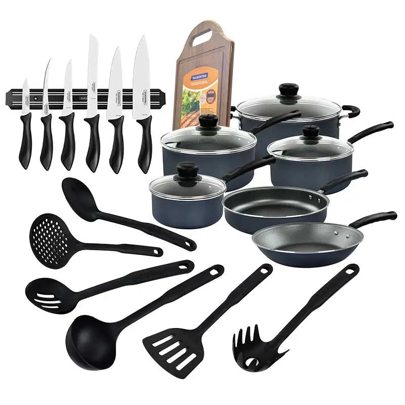 BATERIA P/COCINA 10 PZAS + JGO CUCH/JGO UTEN/TABLA