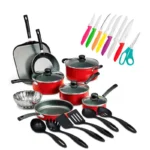 BATERIA PARA COCINA 18 PZAS. ROJO C/JGO CUCHILLOS