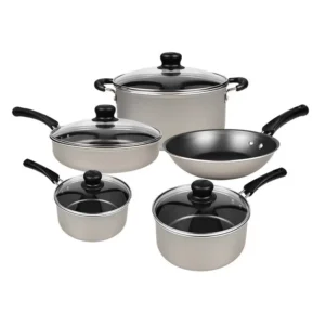BATERIA P/ COCINA 9 PZAS. COLOR CHAMPAGNE TRAMONTI
