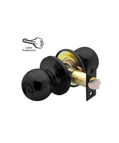CERRADURA POMO BOLTON TUBULAR REC/ENT NEGO MATE