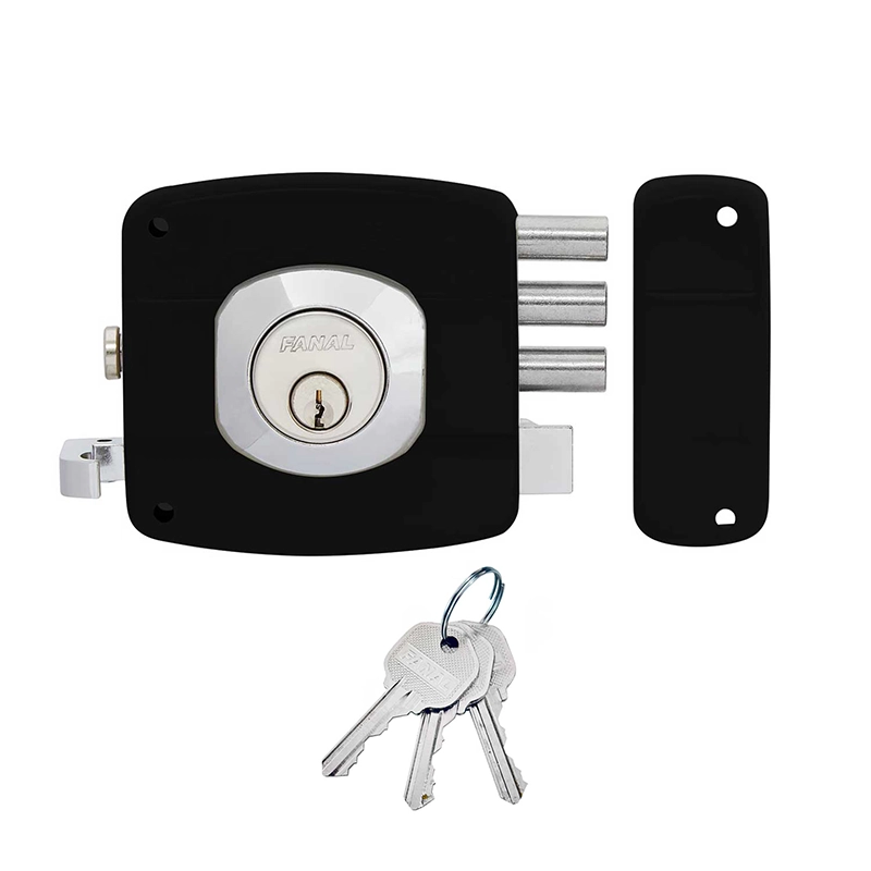 CERRADURA SOBREPONER ALT/SEG DER 3 BULONES NEGRO
