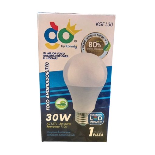 Foco Ahorrador LED 30W KGF L30 Konnig – Equivalente a 200W Tradicional con 25,000 Horas de Vida