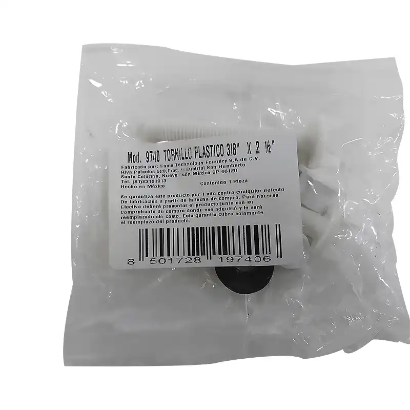 TORNILLOS PLASTICOS 3/8" X 2 1/2" BOLSITA
