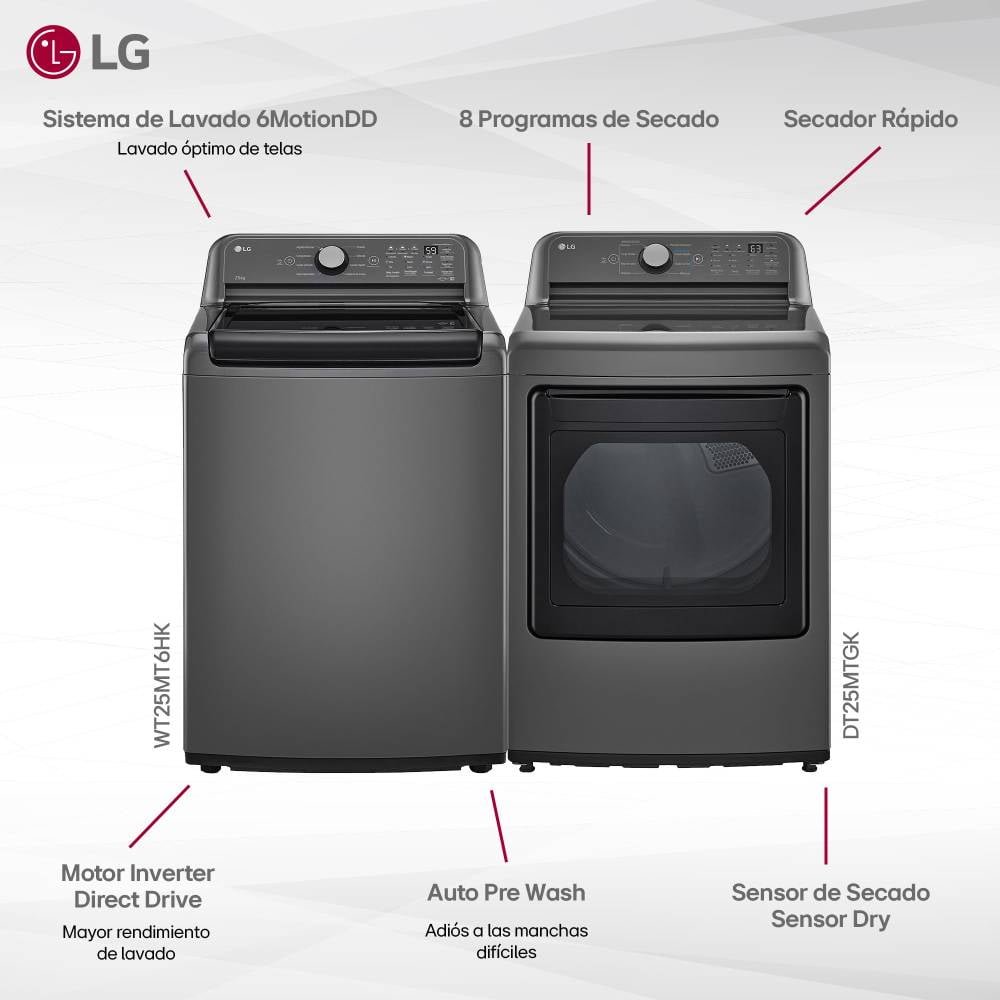 Combo de Lavadora y Secadora LG Carga Superior 25 kg WT25MT6HK.DT25MTGK – Tecnología avanzada con máxima capacidad - Image 2