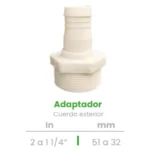 Adaptador de Cuerda Exterior Conekta 2 a 1 1/4" - Construcción Resistente y Funcional - ace15 - Compatible con Proyectos de Agua