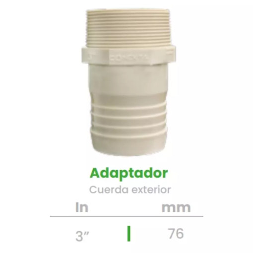 Adaptador de Cuerda Exterior Conekta 3" - Calidad Superior y Resistencia Garantizada - ace17 - Ideal para Sistemas de Gran Capacidad