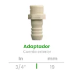 Adaptador de Cuerda Exterior Conekta 3/4" - Calidad Superior para Instalaciones Hidráulicas - ace3 - Compatible con Aplicaciones Residenciales