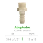 Adaptador de Cuerda Exterior Conekta 3/4 a 1/2" - Reducción Versátil y Compacta - ace4 - Ideal para Sistemas de Riego