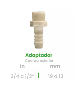 Adaptador de Cuerda Exterior Conekta 3/4 a 1/2" - Reducción Versátil y Compacta - ace4 - Ideal para Sistemas de Riego