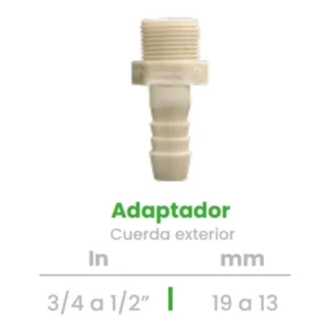 Adaptador de Cuerda Exterior Conekta 3/4 a 1/2" - Reducción Versátil y Compacta - ace4 - Ideal para Sistemas de Riego
