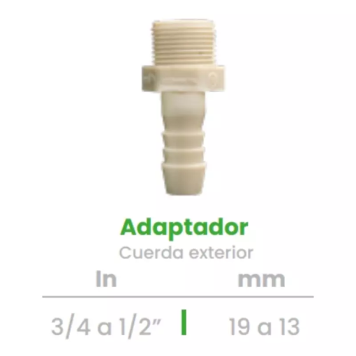 Adaptador de Cuerda Exterior Conekta 3/4 a 1/2" - Reducción Versátil y Compacta - ace4 - Ideal para Sistemas de Riego