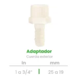 Adaptador de Cuerda Exterior Conekta 1 a 3/4" - Conexión Duradera y Versátil - ace7 - Compatible con Sistemas de Agua