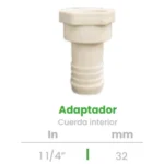 Adaptador de Cuerda Interior Conekta 1 1/4" - Alta Calidad para Grandes Conexiones - aci8 - Ideal para Sistemas de Agua