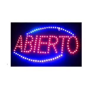 Anuncio Letrero Luminoso Colores Negocio Abierto 246x400mm, Ideal para Comercio - Código: AL-2464