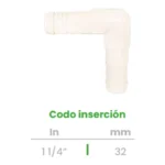 Codo de Inserción Conekta 1 1/4" - Diseño Compacto y Robusto - cd5 - Ideal para Sistemas de Gran Capacidad