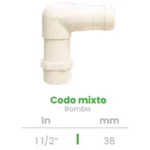 Codo Mixto para Bomba Conekta 1 1/2" - Construcción Resistente y Funcional - cdm3 - Compatible con Proyectos Industriales