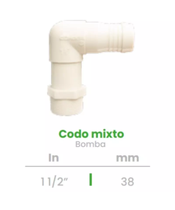Codo Mixto para Bomba Conekta 1 1/2" - Construcción Resistente y Funcional - cdm3 - Compatible con Proyectos Industriales