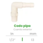 Codo Pipa Conekta con Cuerda Exterior 1/2" - Diseño Versátil y Funcional - cdpe1 - Compatible con Conexiones Profesionales