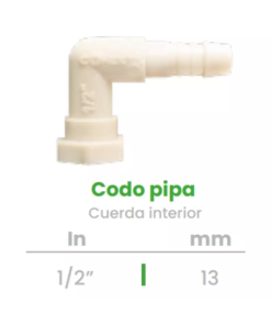 Codo Pipa Conekta con Cuerda Interior 1/2" - Alta Resistencia para Conexiones Seguras - cdpi1 - Ideal para Proyectos Hidráulicos